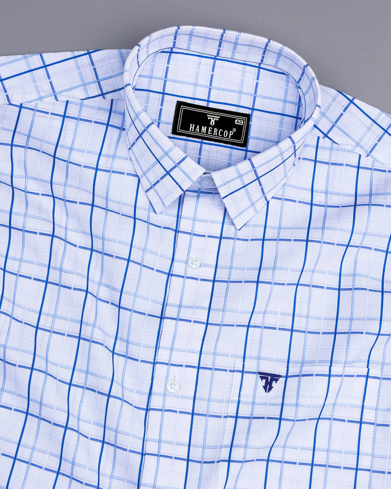 Tunis White With Blue Check Premium Giza Shirt