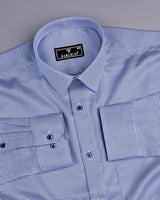 Floter Blue With White Houndstooth Premium Giza Shirt