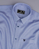 Floter Blue With White Houndstooth Premium Giza Shirt