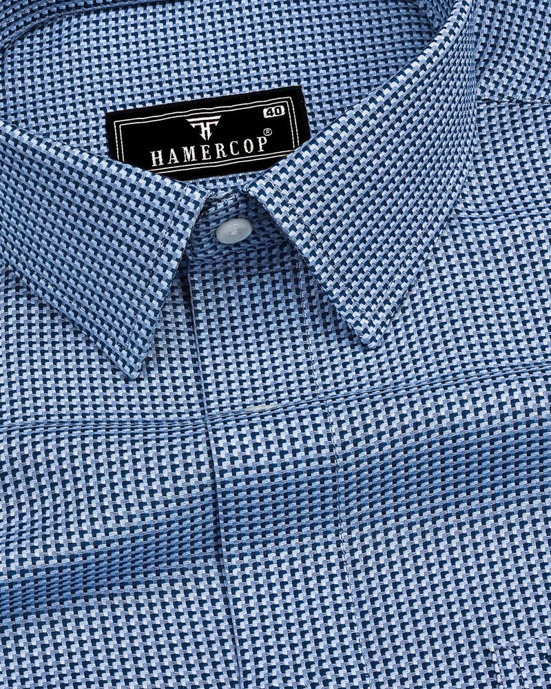 Torben Blue Dobby Textured Premium Giza Shirt