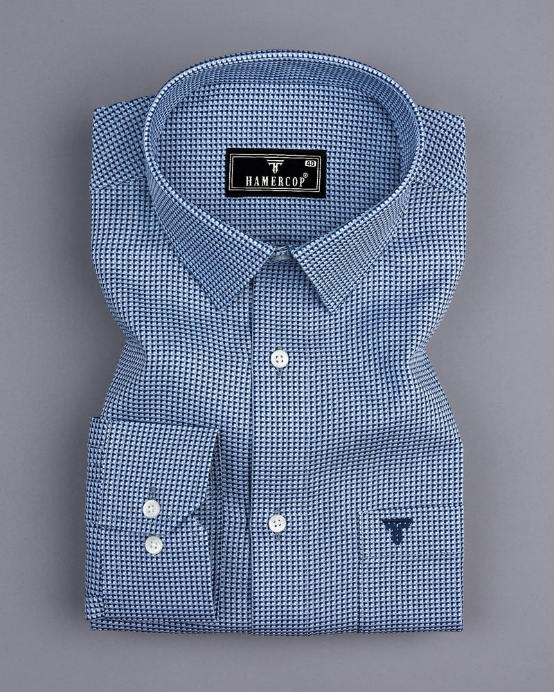 Torben Blue Dobby Textured Premium Giza Shirt