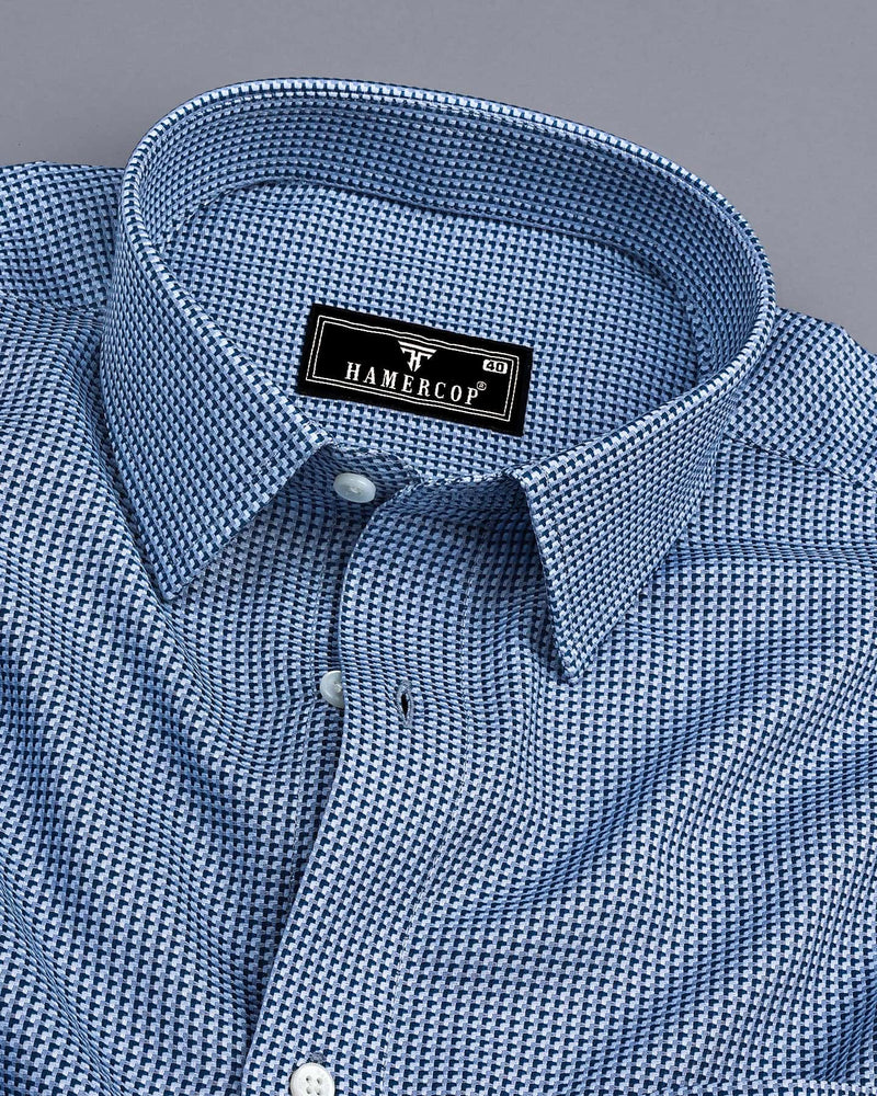 Torben Blue Dobby Textured Premium Giza Shirt