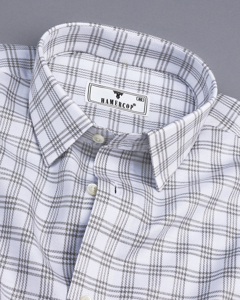 White With Gray Twill Check Premium Giza Shirt