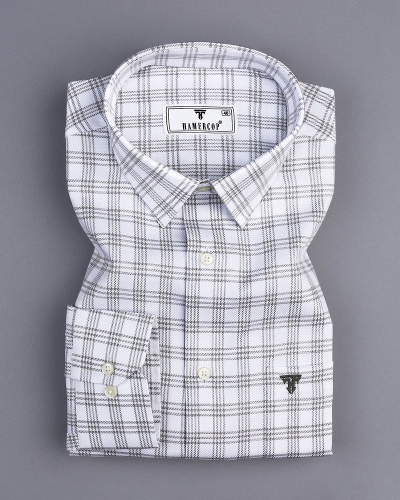 White With Gray Twill Check Premium Giza Shirt