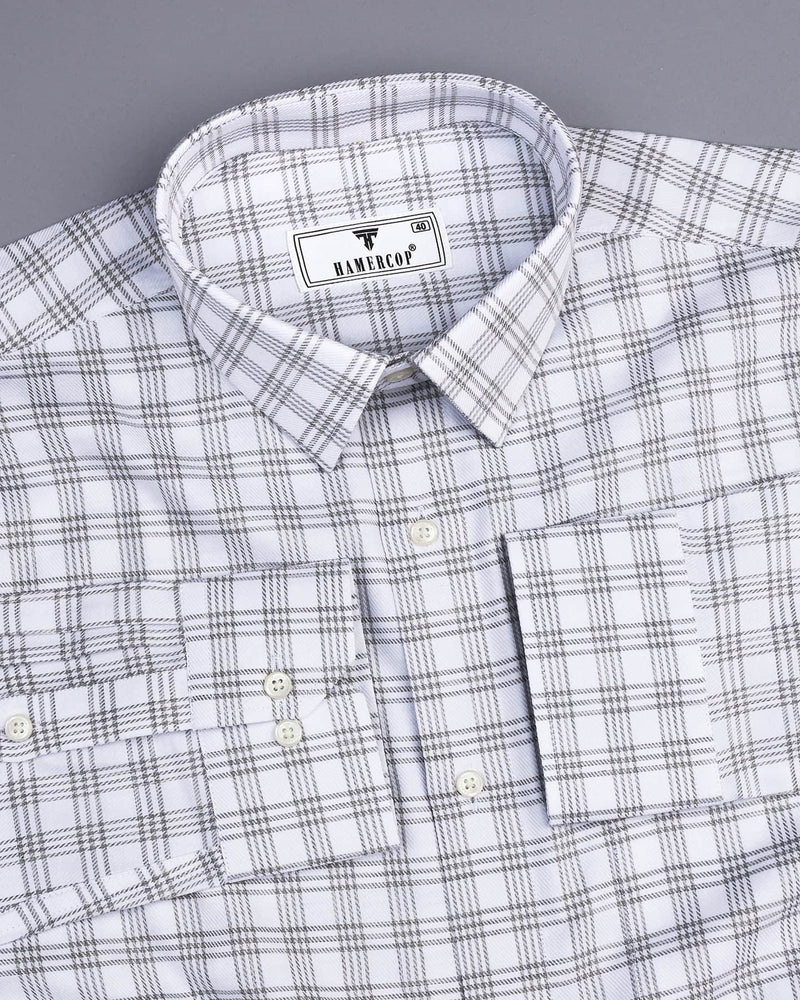 White With Gray Twill Check Premium Giza Shirt