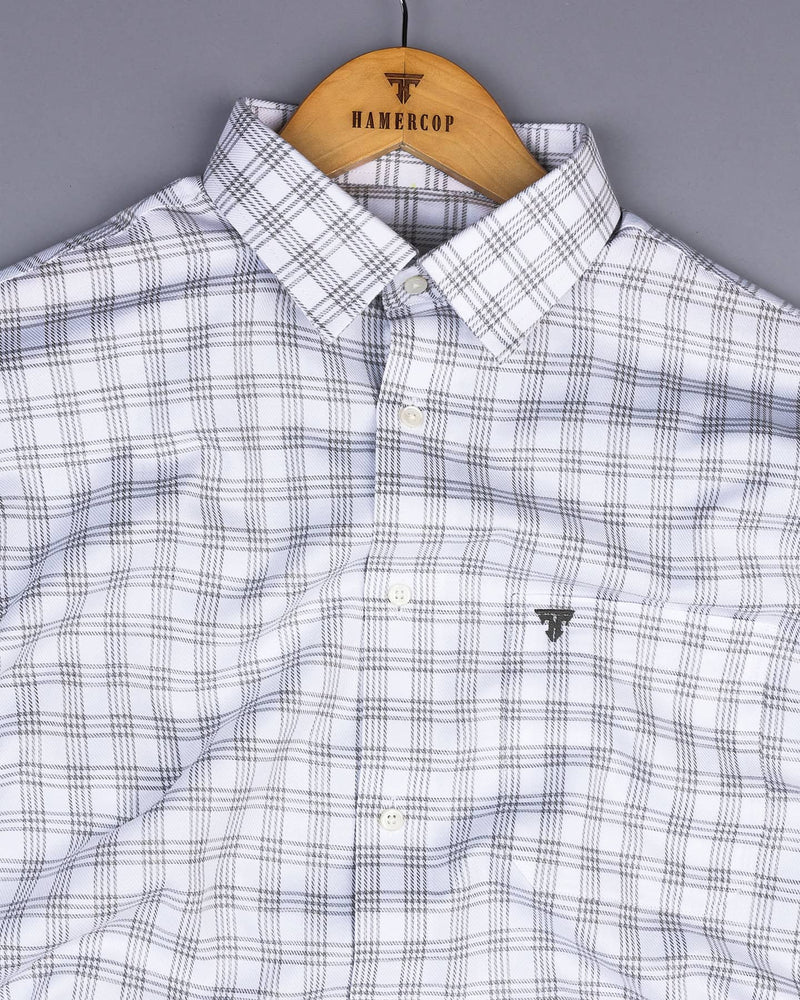 White With Gray Twill Check Premium Giza Shirt