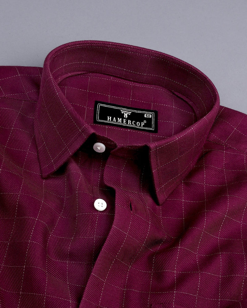 Merlot Maroon Twill Check Premium Giza Shirt