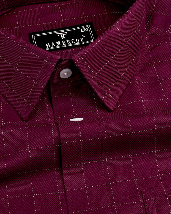 Merlot Maroon Twill Check Premium Giza Shirt