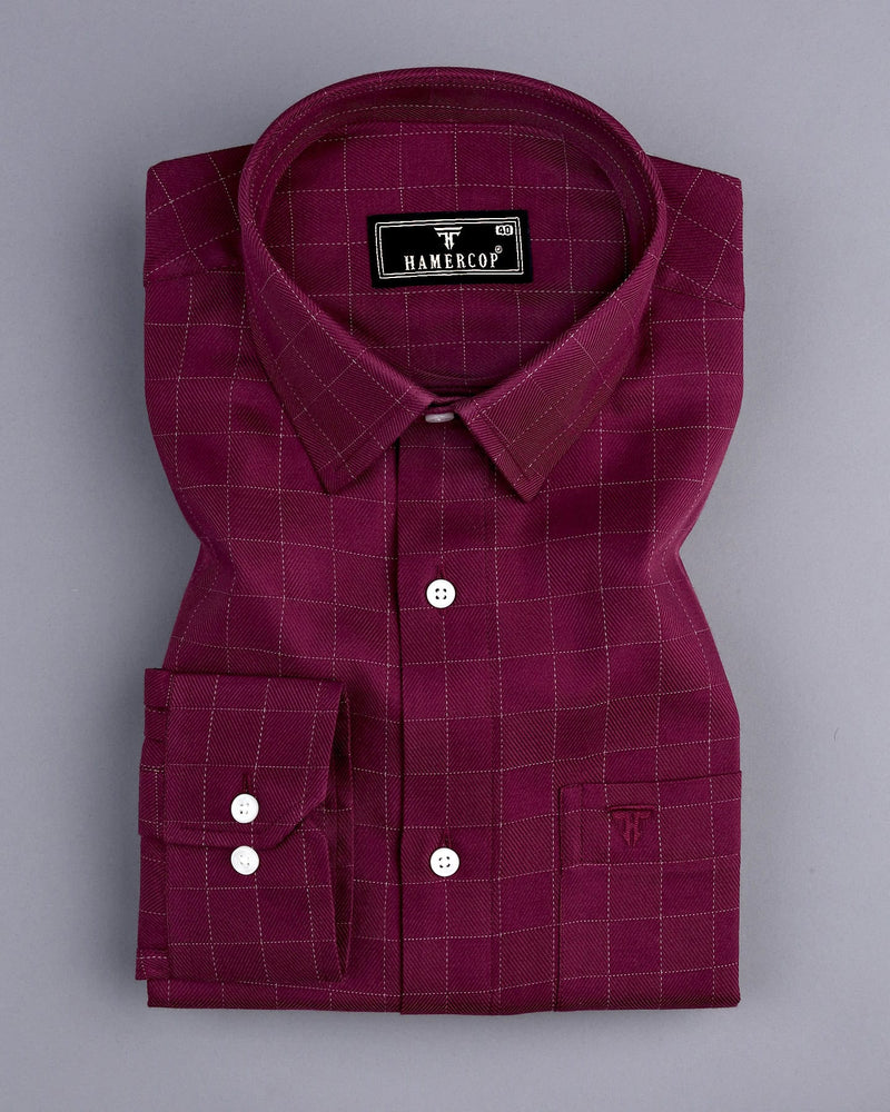 Merlot Maroon Twill Check Premium Giza Shirt