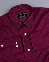 Merlot Maroon Twill Check Premium Giza Shirt