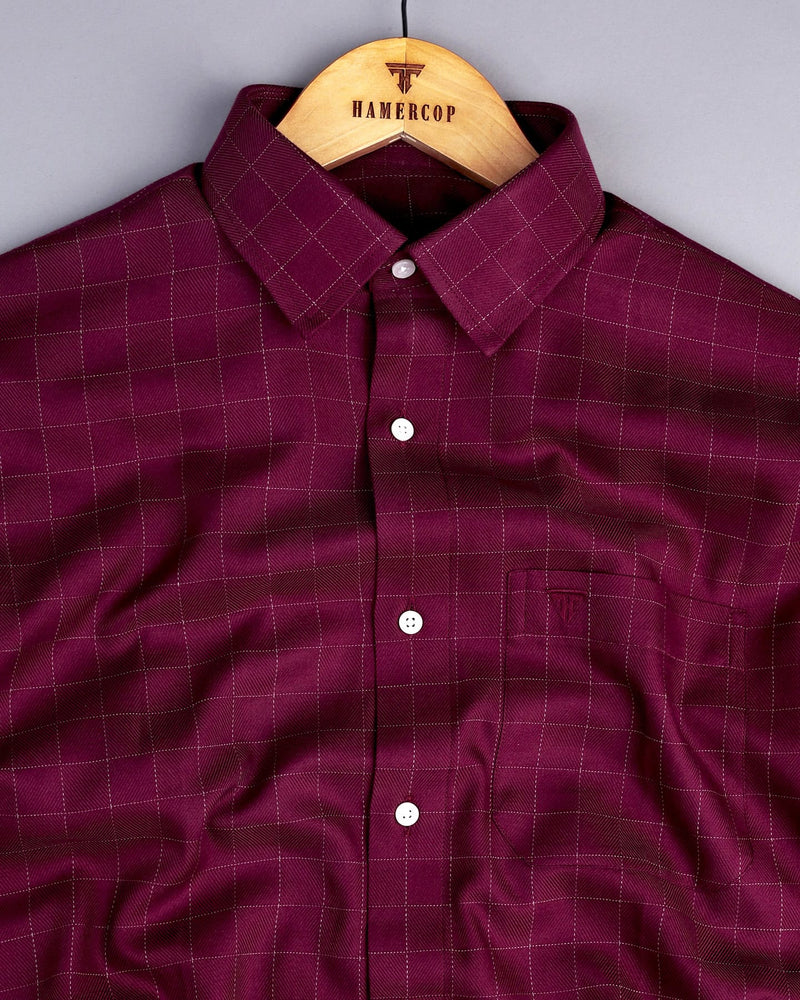 Merlot Maroon Twill Check Premium Giza Shirt