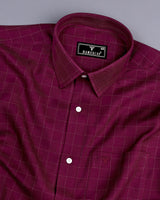 Merlot Maroon Twill Check Premium Giza Shirt