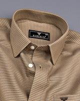 Mersin Cream With Gray Houndstooth Premium Giza Shirt