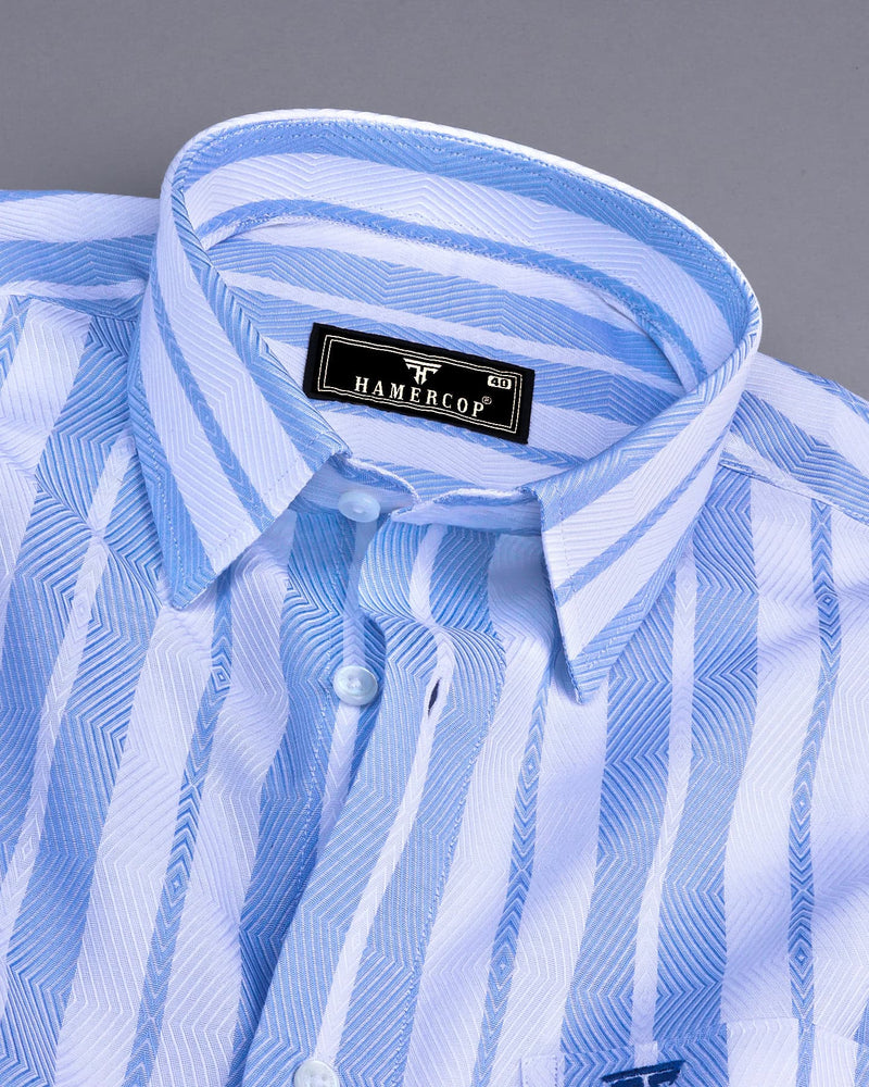 Sublime Blue With White Stripe Premium Giza Shirt