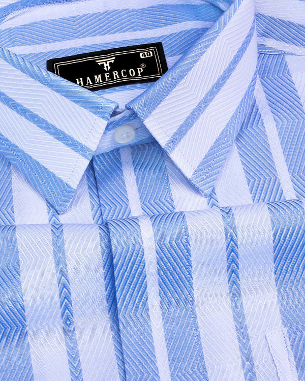 Sublime Blue With White Stripe Premium Giza Shirt