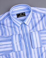 Sublime Blue With White Stripe Premium Giza Shirt