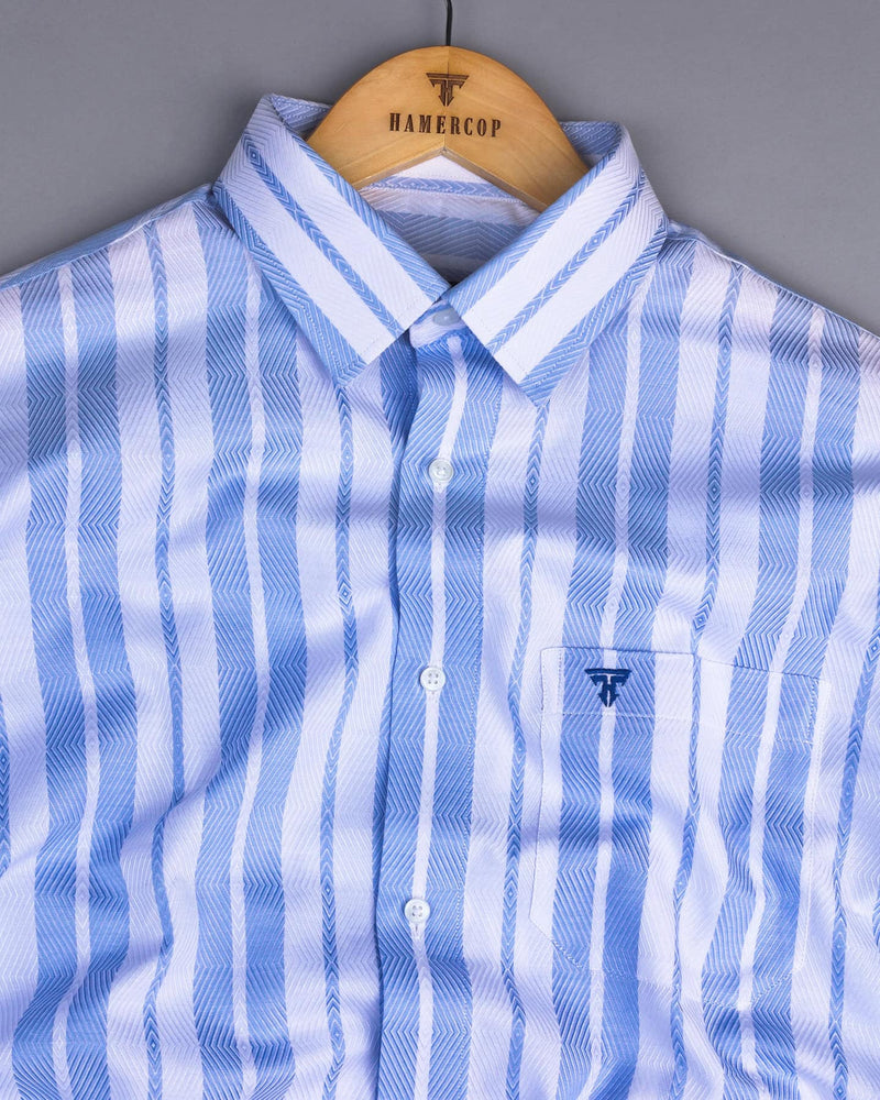 Sublime Blue With White Stripe Premium Giza Shirt