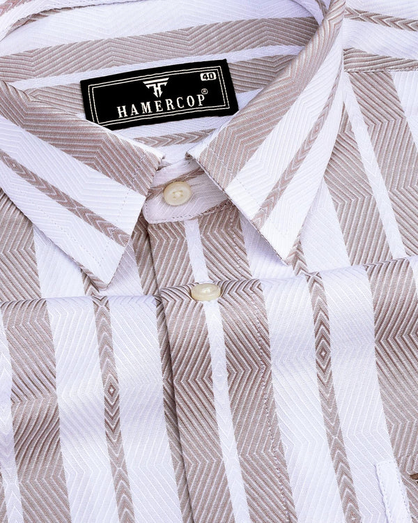 Sublime Cream With White Stripe Premium Giza Shirt