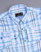 Keston Blue Multicolored Dobby Check Premium Giza Shirt