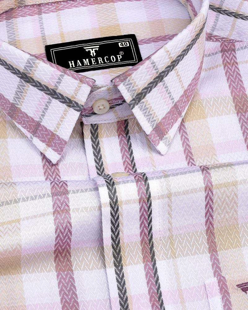 Keston Onion Pink Multicolored Dobby Check Premium Giza Shirt