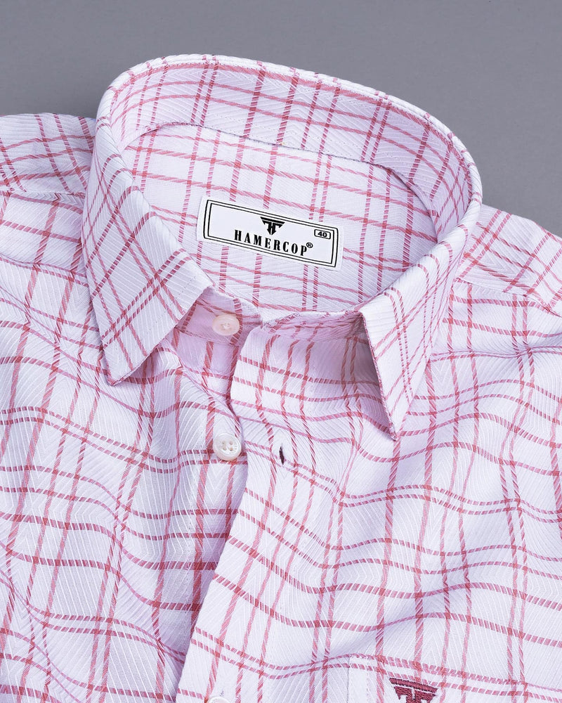 Weston Pink With White Dobby Check Premium Giza Shirt