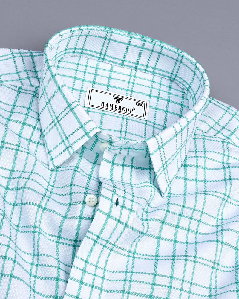 Weston Green With White Dobby Check Premium Giza Shirt