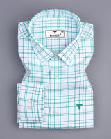 Weston Green With White Dobby Check Premium Giza Shirt