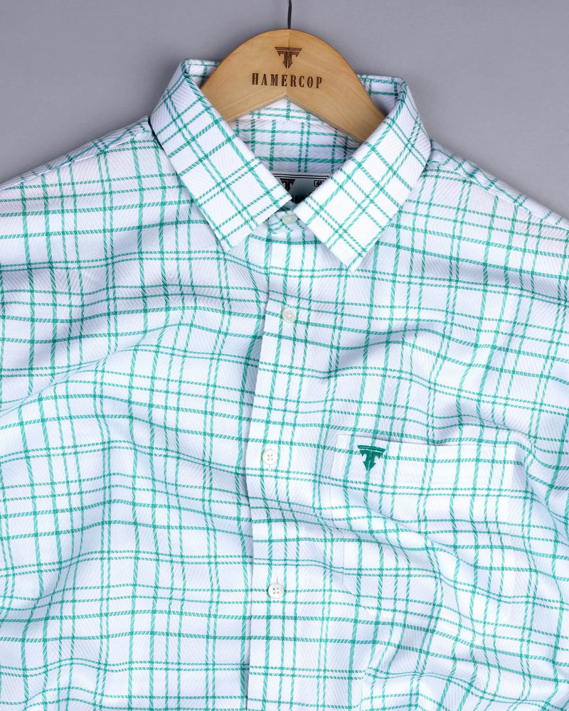 Weston Green With White Dobby Check Premium Giza Shirt