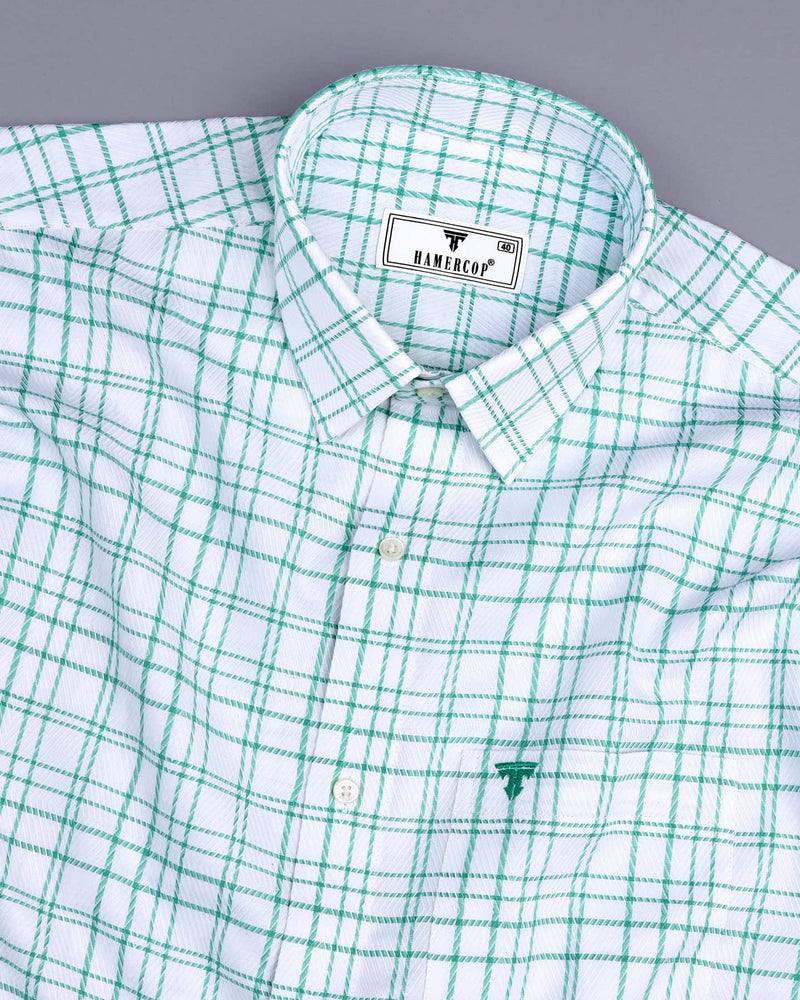 Weston Green With White Dobby Check Premium Giza Shirt