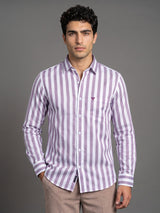 Stefan Purple With White Stripe Premium Giza Shirt