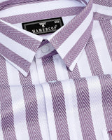 Stefan Purple With White Stripe Premium Giza Shirt