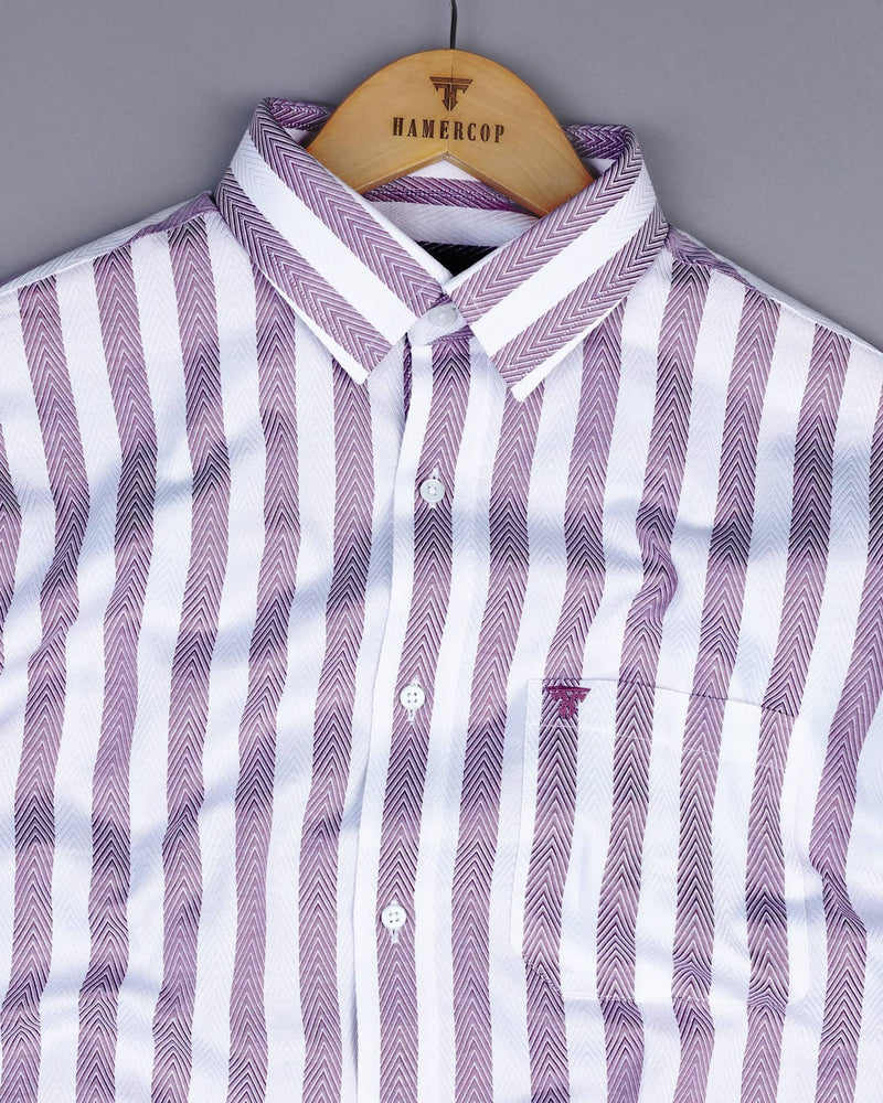 Stefan Purple With White Stripe Premium Giza Shirt