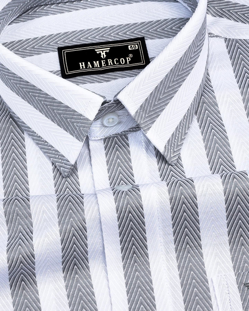 Stefan Gray With White Stripe Premium Giza Shirt