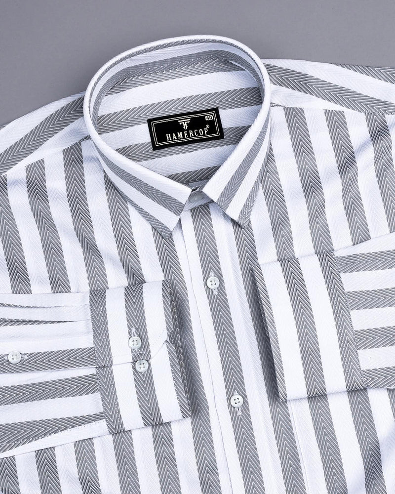 Stefan Gray With White Stripe Premium Giza Shirt