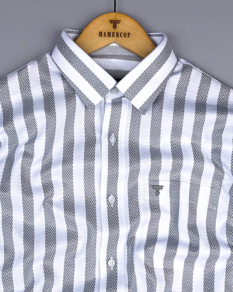 Stefan Gray With White Stripe Premium Giza Shirt