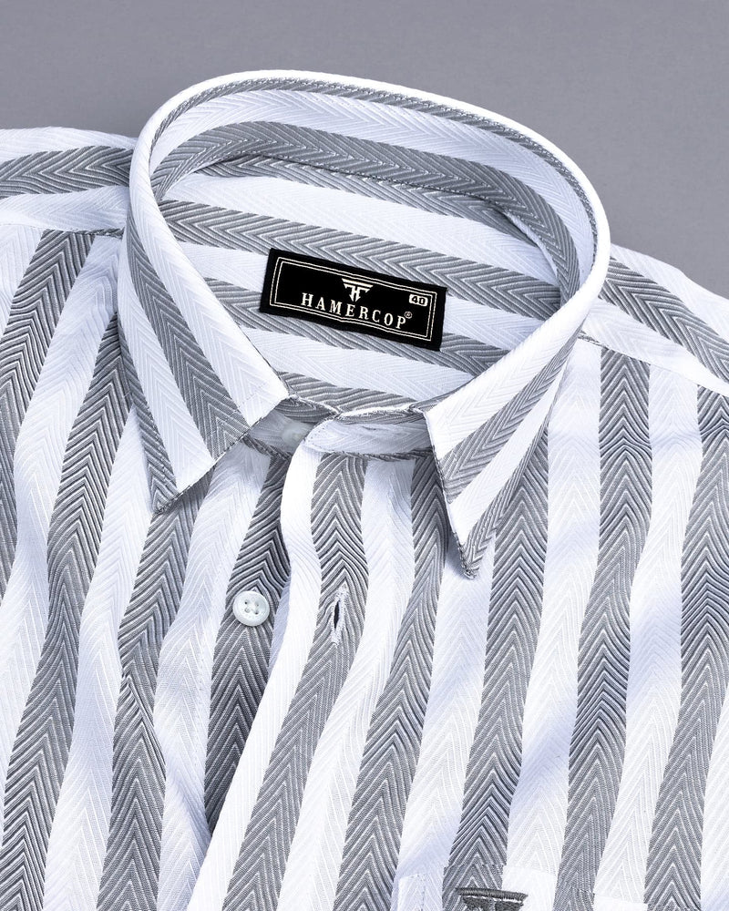 Stefan Gray With White Stripe Premium Giza Shirt