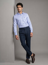 Stefan Blue With White Stripe Premium Giza Shirt