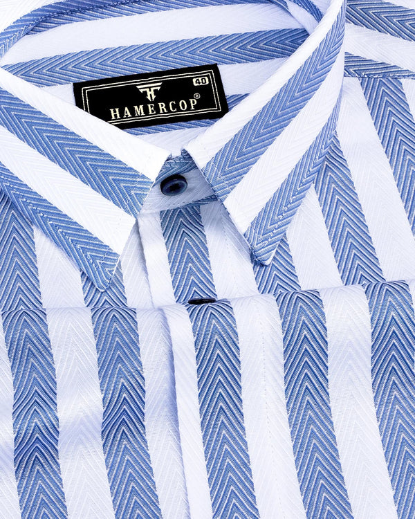 Stefan Blue With White Stripe Premium Giza Shirt