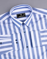 Stefan Blue With White Stripe Premium Giza Shirt