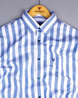 Stefan Blue With White Stripe Premium Giza Shirt