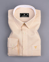 Aytos Cream With White Dobby Check Designer Cotton Shirt