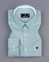 Gravity Green Houndstooth Amsler Dobby Cotton Designer Shirt