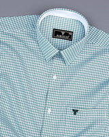 Gravity Green Houndstooth Amsler Dobby Cotton Designer Shirt