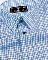 Gravity Blue Houndstooth Amsler Dobby Cotton Designer Shirt