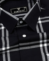 Lepton Black With White Broad Check Premium Giza Shirt