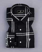 Lepton Black With White Broad Check Premium Giza Shirt