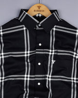 Lepton Black With White Broad Check Premium Giza Shirt