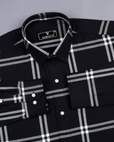 Lepton Black With White Broad Check Premium Giza Shirt