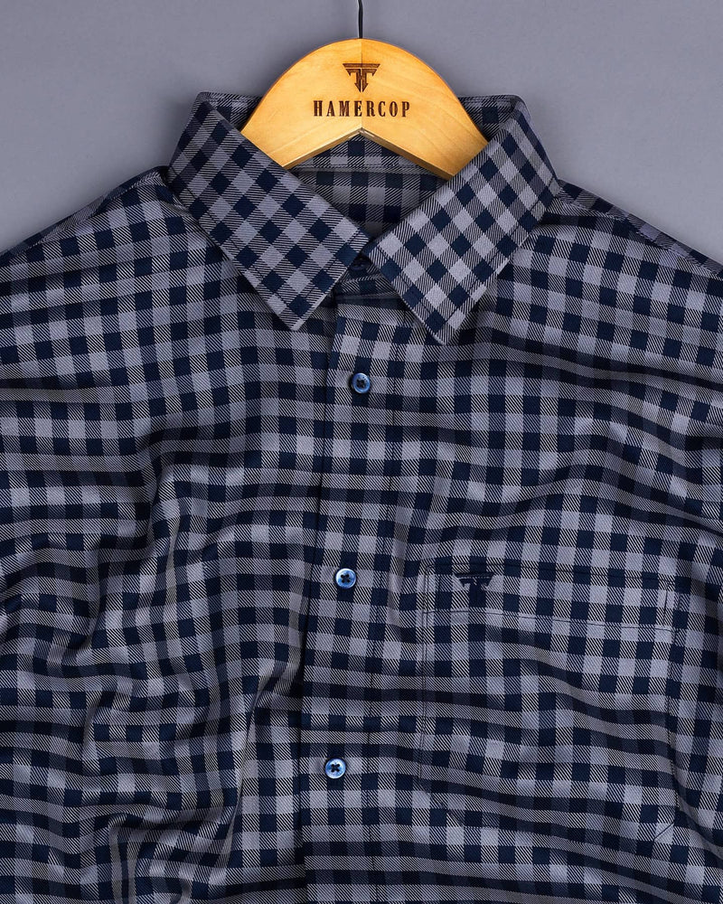 Belmont Blue With Gray Twill Check Premium Giza Shirt