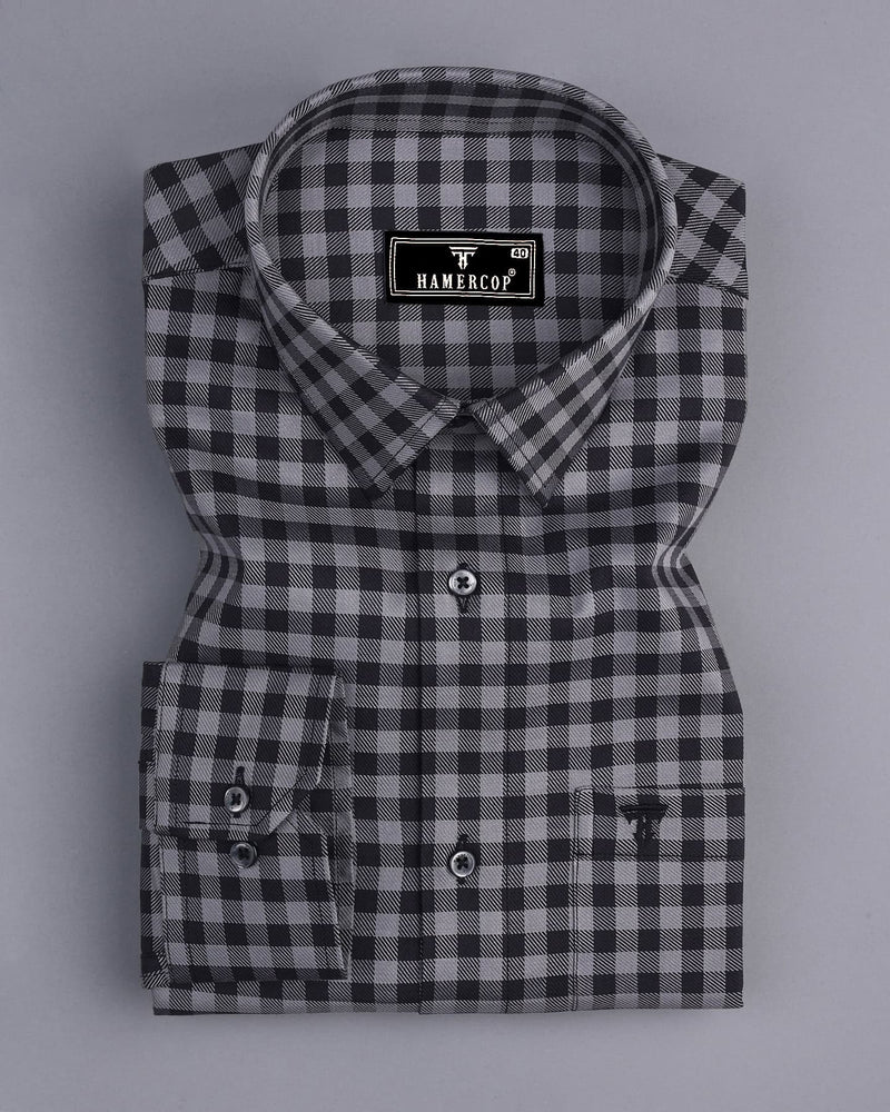 Belmont Black With Gray Twill Check Premium Giza Shirt